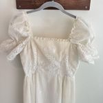 Vintage Bohemian Handmade Crochet Lace Puff Sleeve Wedding Dress XS White Photo 1
