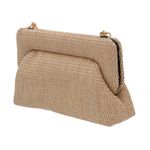 A New Day Women's Straw Puff Clutch in Beige with Gold Chain Strap Photo 3