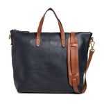 Madewell $198  Black Tan Genuine Leather Zip Top Transit Tote Crossbody Bag EUC Photo 0