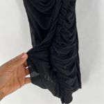 Windsor LBD Black Sheer Mesh Ruched Gathered Strappy Cowl Neck Mini Dress Photo 4