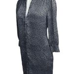 The Limited  100% Silk Gray Geometric Print  Long Sleeve Button Up Shirt Dress 6 Photo 1