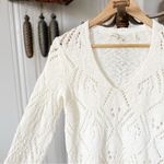 Rebecca Taylor  White Knit Cotton V Neck Sweater Photo 1