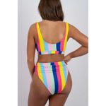 TAKE ME AWAY SWIMSUIT Womens size small striped bikini 2 piece swimsuit colorful Pink Photo 3