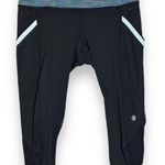 Lululemon  Crop Legging Womens 4 Black Blue Ruched Leg Zip Pocket 17" Photo 0