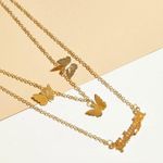 Gold Butterfly Necklace Set Photo 1