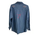 AMRAV authentic jeanswear bowling embroidered L novelty cotton button up shirt Blue Size L Photo 1