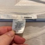 Ellison Anthro Womens T-Shirt White Blue Gold Stripe 3/4 Sleeve Sz L Linen Blend Photo 2