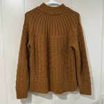 Madewell Mock Neck Chunky Knit Sweater Brown Rust Textured Ribbed Pattern Size M Photo 3