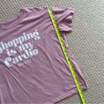 Sex and the City “Shopping is my Cardio” Rose Pink Baby Cropped T Photo 3