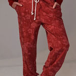 Anthropologie Saturday Sunday Burgundy Drawstring Jogger Sweatpants Size SP Red Photo 0
