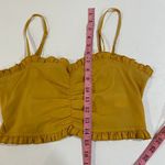 Urban Outfitters  Mustard Yellow Ruffle Ruched Crop Top Women’s Medium Adjustable Photo 4