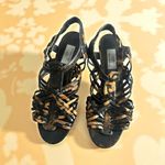 HOT IN HOLLYWOOD Multicolor Brown Kitten Heels Sandals Size 8 Photo 1