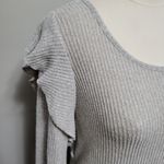 Lucky Brand  heather gray ribbed ruffle top size large Photo 2