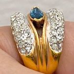 Vintage Blue Sapphire Rhinestone Gold Photo 9