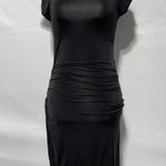 & Other Stories Cupro Blend Cap Sleeve Fitted Ruched Dress Black Size 4 Photo 5