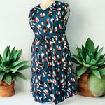NWT!Teal Animal Print belted sleeveless pocket Midi Dress Size 10 or Medium Blue Photo 2