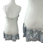Vintage Mary Green Silk Sheer Mesh & Lace Fairy Slip Dress Nightie Small Grey Gray Photo 2