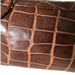 Vintage Genuine Brown Leather Croc Embossed Crossbody Shoulder Bag Photo 13