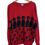 Unique 1 Native Mainer Cable Dog Knit Sweater Size Large Red Photo 0