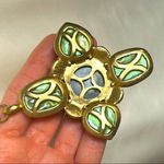 Chico's Chico’s Vintage Green Black Stone Cross Pendant Gold Tone Long Chain Necklace Photo 6