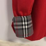 COOFANDY BRAND RED POLO SHIRT 3 BUTTONS DOWN CENTER GREY RED WHITE PLAID ACCENTS Photo 4