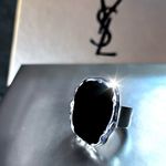 Large Chunky Black Obsidian Stone Ring. Size 8 Photo 2