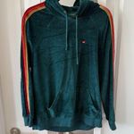 Aviator Nation  Classic Velvet Pullover Hoodie Sweatshirt Teal // Rainbow Stripe Photo 0