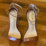 Lulu's Lynnie High Heels 6 Cognac Brown Square Toe Ankle Strap Stilettos Sandles Photo 1