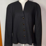 Pendleton  Wool Blazer Jacket Womens‎ Size 14 Black Gold Button Front Career Photo 0