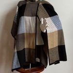 Chico's Black and Tan Checkered Poncho Photo 1