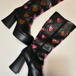Black wedge boots with hearts size 10 Pink Photo 0