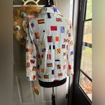 Vintage NOS Montgomery Ward Loomskill nautical flag blouse, size medium White Photo 5