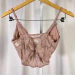 Gilly Hicks Small Lace Crop Top Blush Pink Corset V Neck Tie Up Lace Up Mauve Photo 1