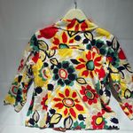 Erin London Floral Blazer Sz 8 Yellow Tropical Button Up Shirt Jacket Stretch Red Photo 4