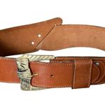 Vintage Brown Leather Wide Waist Belt Bow Detail Size large Photo 2