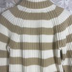 Eddie Bauer Vtg Ribbed Turtleneck Sweater Striped Cotton Blnd Beige White Tall M Photo 5