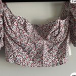 Lani the Label  Women S Ditsy Floral Cotton Boho Puff Sleeve Bustier Crop Top Photo 2
