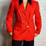 Vintage 80s 90s Morgan Miller Red & Black Blazer Shoulder Pads Gold Buttons sz M Size M Photo 2