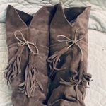 Grey suede over the knee tassel boots. Gray Size 7 Photo 7