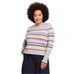[La Ligne x Target] Gray Rainbow Striped Long Sleeve Crew Neck Sweater Size 2X Photo 1