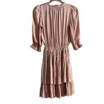 Pookie & Sebastian Pink Satin Ruffle Tiered Mini Holiday Dress Festive  Size S Photo 3