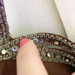 Vintage Sterling by Stone Ferris Brown Maxi Dress 8 Gown Formal Rhinestones Slit Photo 4