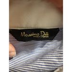 Massimo Dutti  Blue Stripe Button Down Shirt White Collar Cuffs Size 12 Photo 5