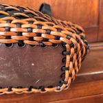 Ellepi Woven Leather Basket Tote Bag Handmade Italy Black Brown Zip Top Photo 5