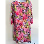 Garnet Hill  Silk Floral Tunic Dress 14 Boho Resort Bright Pink Purple Summer Photo 1