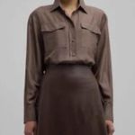 Max Mara Candia Washed Silk Brown Button Up Pocket Blouse Top. Sold out in store Photo 6