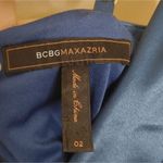 BCBG Maxazria Size 2 Pleated Satin Dress Layers Dark Navy Blue Shiny New Years Photo 11