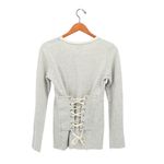 NSF Heathered Gray Corset Lace Down Back Sweatshirt Top P Size undefined Photo 5