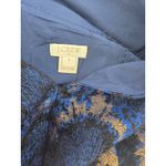 J.Crew Navy Blue Gold Floral Brocade Fit Flare Dress Size 4 V-Neck Sleeveless Photo 1