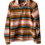 Eddie Bauer Eddie‎ Bauer Fleece Pullover Striped Quarter Zip Pink Blue Brown Western Aztec Photo 0